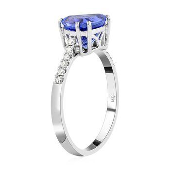 ILIANA zertifiziert und gepr&uuml;ft AAA Tansanit und GH-SI Diamant Ring in 750 Wei&szlig;gold - 2 ct.