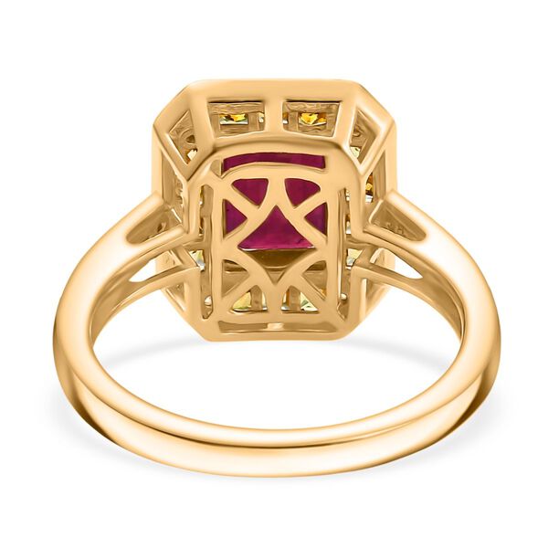 D'Joy AA Afrikanischer Rubin (Fissure gef&uuml;llt), Gelber Saphir Ring 925 Silber 750 Gelbgold Vermeil (Gr&ouml;&szlig;e 17.00) ca. 3,17 ct image number 6