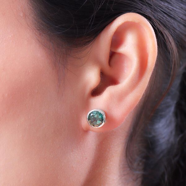 Aqua Terra Costa Quarz Triplett-Solit&auml;r-Ohrstecker, 925 Silber platiniert, 4,21 ct. image number 3