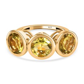 Ouro Verde-Quarz Ring, 925 Silber vergoldet, (Größe 17.00) ca. 5.37 ct