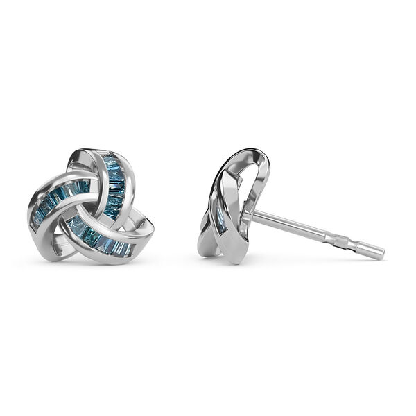 Liebesknoten blaue Diamant-Ohrstecker, 925 Silber platiniert - 0,25 ct. image number 5
