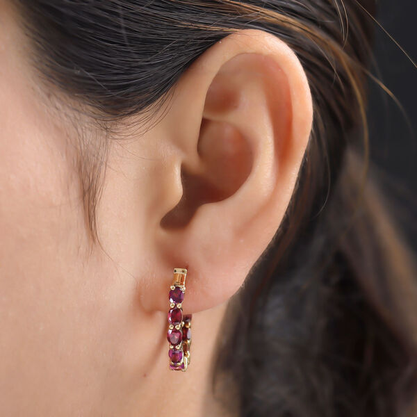 Rhodolith Granat-Creolen, 925 Silber vergoldet ca. 3,71 ct image number 3