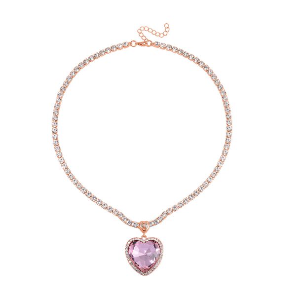 J Francis gefertigt mit SWAROVSKI- Rosa und wei&szlig;e Swarovski Kristall Halskette, 50cm image number 2