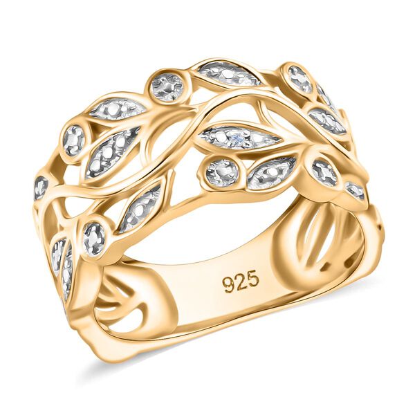 ALLORO vergoldeter Silberring mit Diamantakzenten image number 5