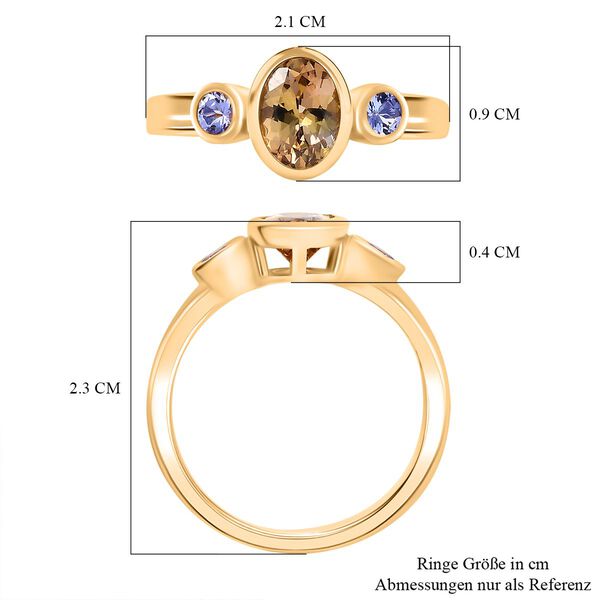 AA Nat&uuml;rlicher goldener Tansanit und Tansanit Ring - 1,20 ct. image number 5