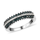 Blauer und weißer Diamant-Ring, 925 Silber platiniert  ca. 0,50 ct image number 3