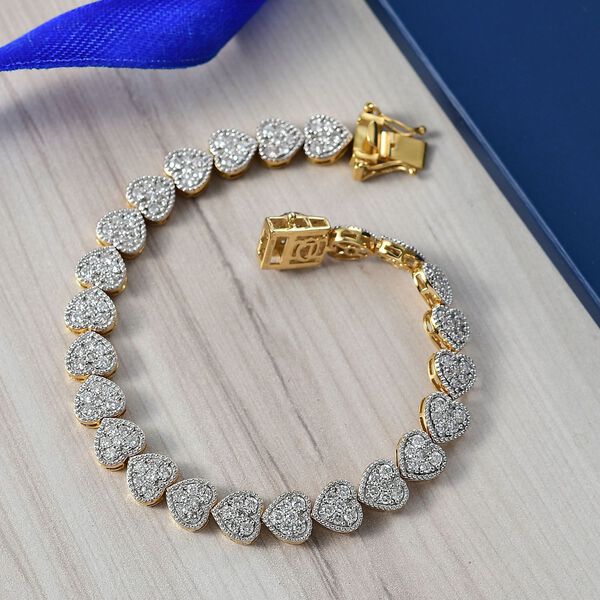 LUXURIANT SGL zertifiziertes SI-GH Labor Diamant 19cm Armband, 925 Silber 750 Gelbgold Vermeil - 4 ct. image number 2