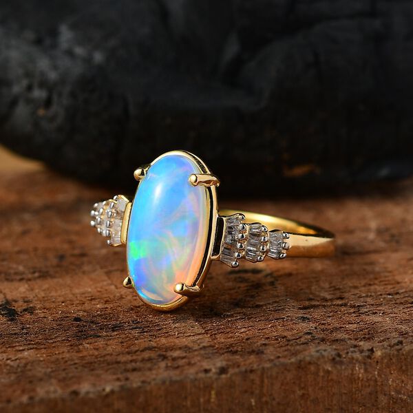AA Natürlicher, äthiopischer Welo Opal und Diamant Ring - 2,42 ct. image number 2