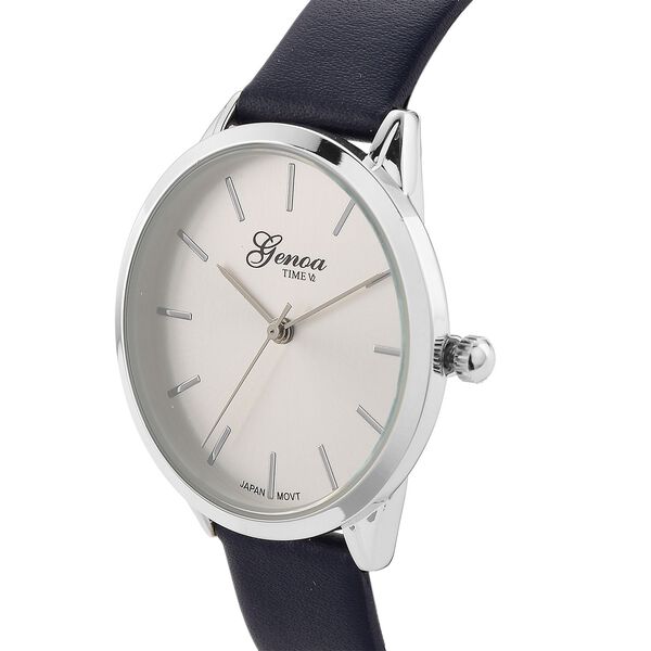 GENOA TIME - Armbanduhr Legierung, silberfarben, Zifferblatt Weiß-Sunshine, 3 ATM wasserdicht image number 3