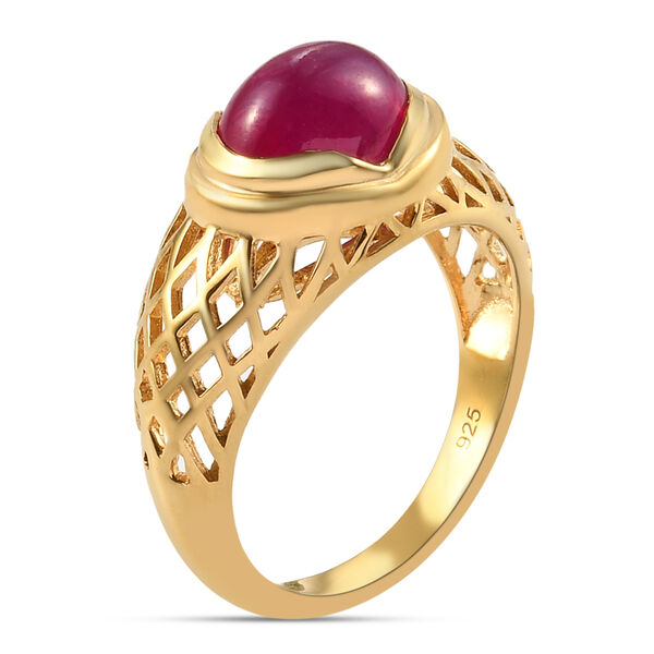 Afrikanischer Rubin (Fissure gefüllt) Ring 925 Silber vergoldet image number 5