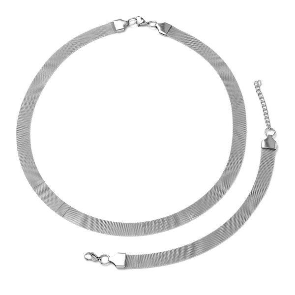 2er-Set - schlichte Schmuck-Halskette, ca. 52 cm und Armband, ca. 19+3 cm, Edelstahl