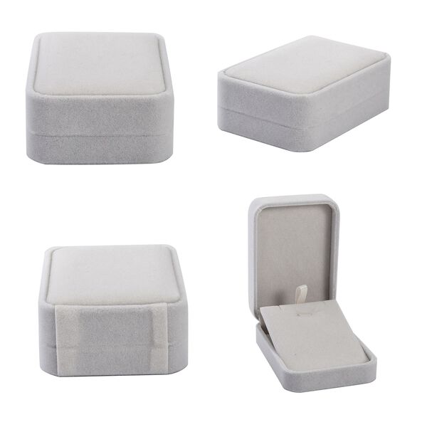 4er Set - Samtene Schmuckschatullen, Ringschachtel, Anh&auml;ngerschachtel, Armbandschachtel und Kettenschachtel, wei&szlig; image number 3