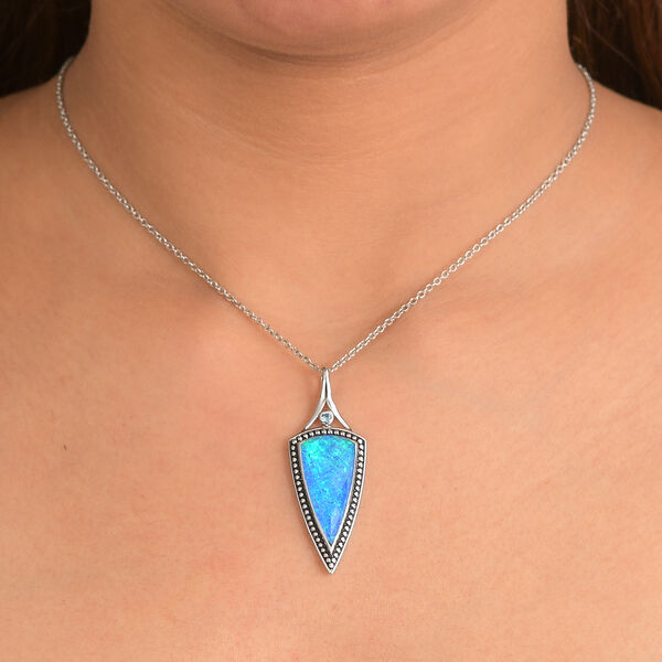 Sajen Silber - Blauer Opaltraum (Dublett), Schweizer Blauer Topas Anh&auml;nger 925 Silber rhodiniert ca. 8.90 ct image number 3