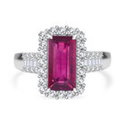 Afrikanischer Rubin (Fissure gefüllt), Weißer Zirkon Ring 925 Silber rhodiniert (Größe 20.00) ca. 5,36 ct