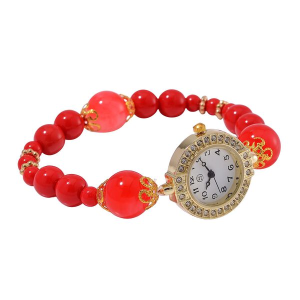 4er Set STRADA - Uhr mit Rote Kristall Armbänder image number 3