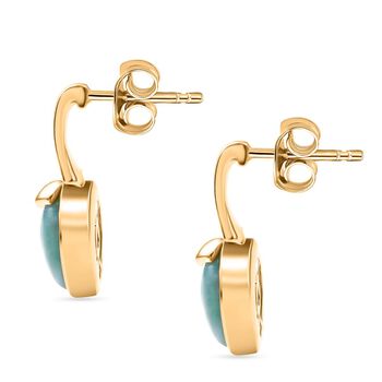 D'Joy Larimar Ohrringe 925 Silber 750 Gelb Vergoldet ca. 4.12 ct