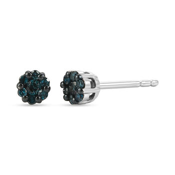 D'Joy Blauer Diamant Ohrringe 925 Silber Rhodiniert (10-15 Werktage Lieferzeit)