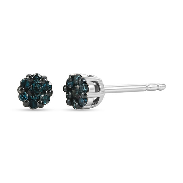 D'Joy Blauer Diamant Ohrringe 925 Silber Rhodiniert (10-15 Werktage Lieferzeit)