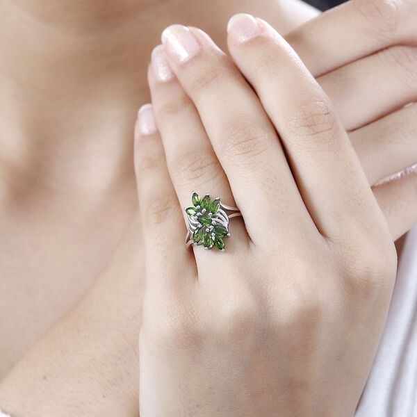 Nat&uuml;rlicher Chromdiopsid Ring 925 Silber rhodiniert (Gr&ouml;&szlig;e 16.00) ca. 1,51 ct image number 3