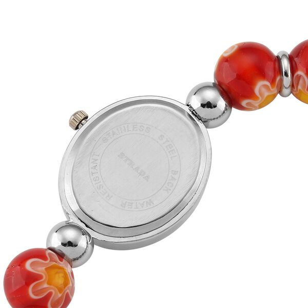 STRADA flexible rote Armbanduhr im Murano-Stil, Japanisches Uhrwerk image number 6