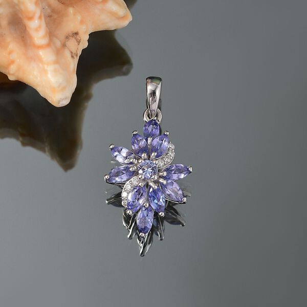 Tansanit und Moissanit floraler Ring und Ohrringe image number 3