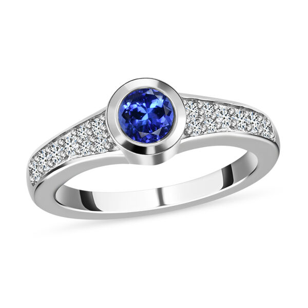 Tanzanite und Zirkon Ring 925 Silber Platin-Überzug image number 4