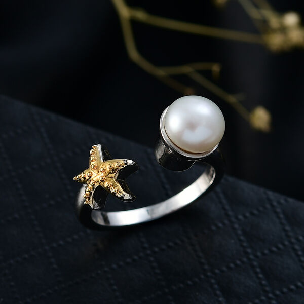 EVER TRUE S&uuml;&szlig;wasser Perle (7.5-8 mm) Ring Nickelfreies Messing Zweifarbige Beschichtung (Gr&ouml;&szlig;e 17.00) image number 2