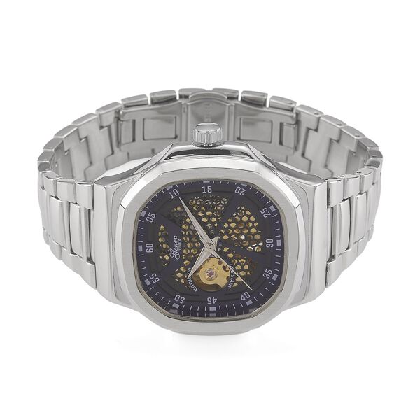 GENOA - Automatikuhr mit Skelett-Design, Edelstahlarmband, 3ATM wasserdicht, Blaues Zifferblatt, ca. 20 cm image number 4