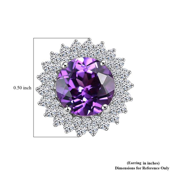 LUXURIANT DIAMOND- zertifiziert und gepr&uuml;ft AAA Labor Lila Saphir und Labor Diamant Ohrringe in 417 Wei&szlig;gold - 4,18 ct. image number 4