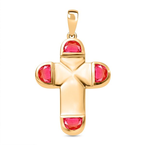 Sunset Triplett Quarz Kreuz Anh&auml;nger - 2,37 ct.