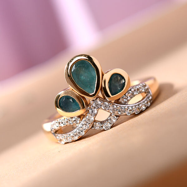 Grandidierit und Zirkon Ring 925 Silber vergoldet  ca. 0,93 ct image number 2