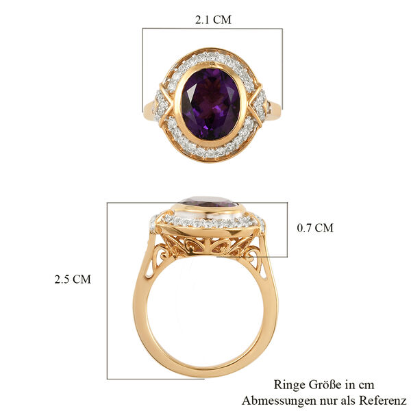 Lusaka Amethyst und Zirkon Ring 925 Silber vergoldet  ca. 4,13 ct image number 5