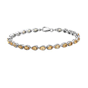 Citrin Armband, ca. 20 cm, 925 Silber platiniert ca. 5,42 ct