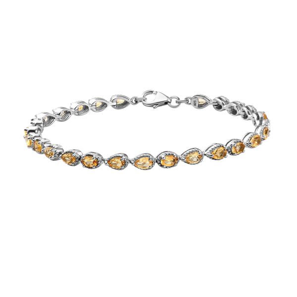 Citrin Armband, ca. 20 cm, 925 Silber platiniert ca. 5,42 ct