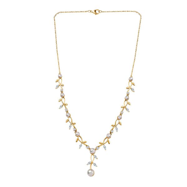 Süßwasser Perle Halskette ca. 45 cm vergoldet image number 4