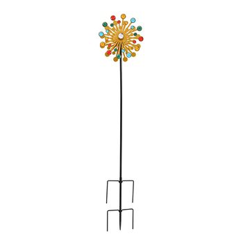 Solar Gartenstecker Windspiel mit LED Licht und Spinner, Eisen, 140 cm, Multicolor