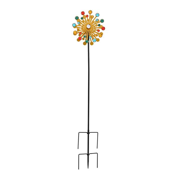 Solar Gartenstecker Windspiel mit LED Licht und Spinner, Eisen, 140 cm, Multicolor