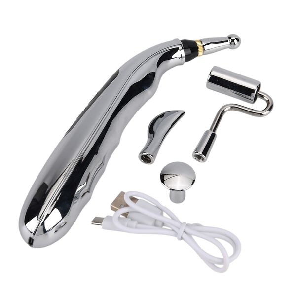 Akupunktur Meridian Stift mit Mikrostrom, wiederaufladbar, 9 Intensit&auml;tsstufen, Silber image number 4