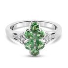 AAA Tsavorit Granat Ring 925 Silber Platin-Überzug image number 0
