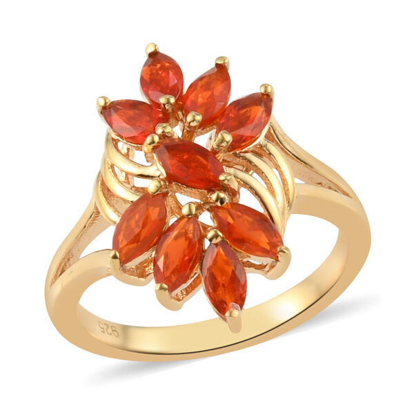 Mexikanischer Kirschfeuer-Opal Ring 925 Silber 585 Vergoldet image number 5