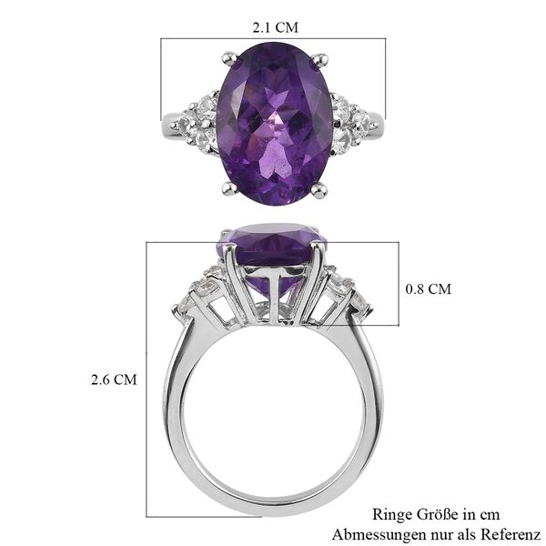 Lusaka Amethyst  Zirkon Solitär Ring 925 Silber Platin-Überzug image number 7