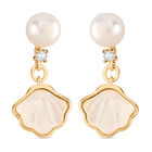 Weißer Zirkonia, Weiße Muschelkernperle Ohrringe Nickelfreies Messing Standard