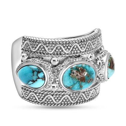 Sierra Nevada T&uuml;rkis Ring, 925 Silber platiniert (Gr&ouml;&szlig;e 20.00) ca. 2.80 ct