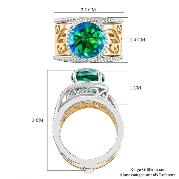 2er-Set- Zweifarbige Pfau Triplett Quarz Ringe - 4,13 ct. image number 8