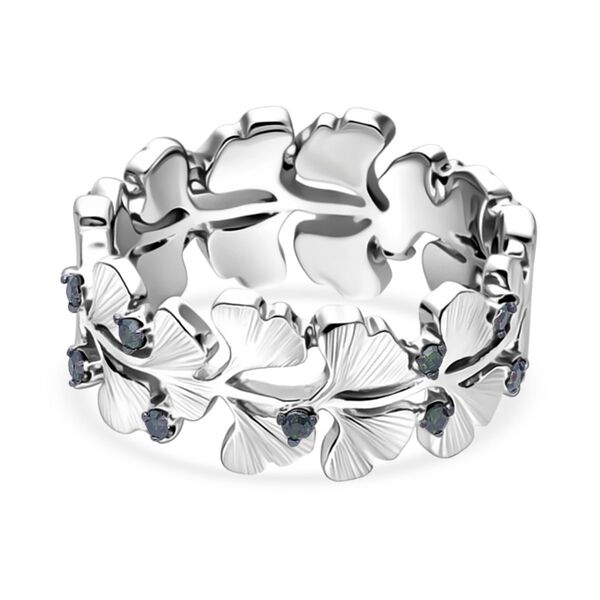 GP - Gr&uuml;ner Diamant, Kanchanaburi Blauer Saphir Ring 925 Silber Rhodiniert (Gr&ouml;&szlig;e 20.00) ca. 0,15 ct