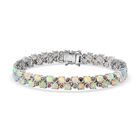 AA Natürlicher, äthiopischer Welo Opal, Mehrfarbig-Turmalin Armband ca. 19 cm 925 Silber rhodiniert ca. 10,80 ct.