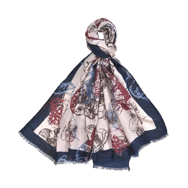 Wolkenweicher Schal mit Abstraktmuster, Nude