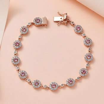 Lila Spinell, wei&szlig;er Zirkon Armband, ca. 19 cm 925 Silber ros&eacute;vergoldet ca. 5.71 ct