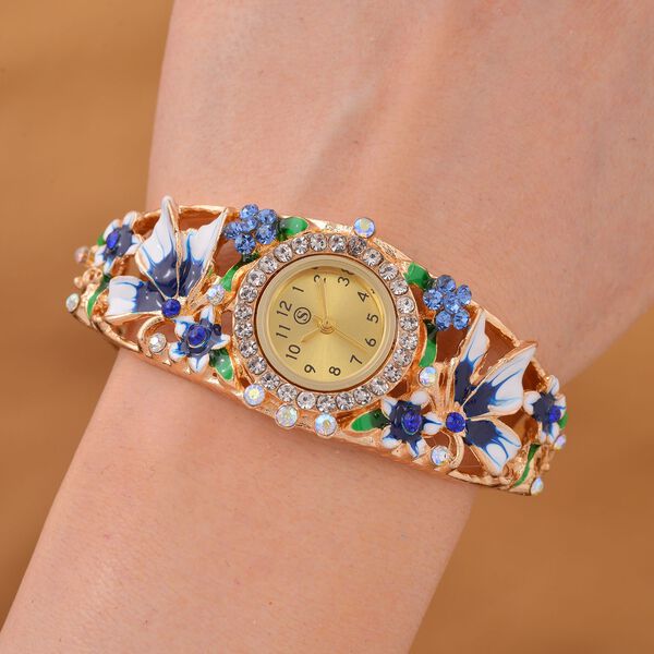 Mehrfarbiger Kristall Uhren WA7 cm Reiner Edelstahl emailliert image number 2