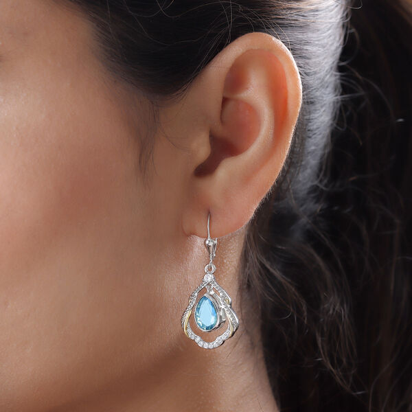 Pfau Triplett Quarz und Zirkon-Ohrringe, 925 Silber Bicolor, ca. 4,83 ct image number 3